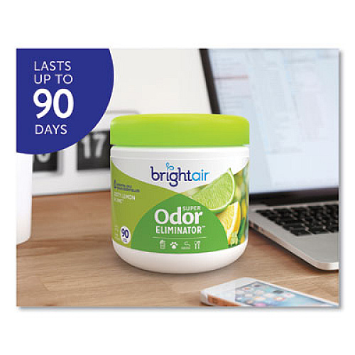 BRIGHT Air Super Odor Eliminator, Zesty Lemon and Lime, 14 oz Jar, 6/Carton (900248)