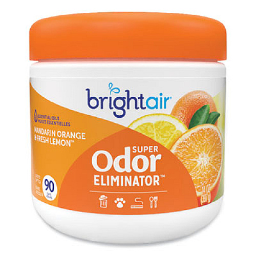 BRIGHT Air Super Odor Eliminator, Mandarin Orange and Fresh Lemon, 14 oz Jar, 6/Carton (900013CT)