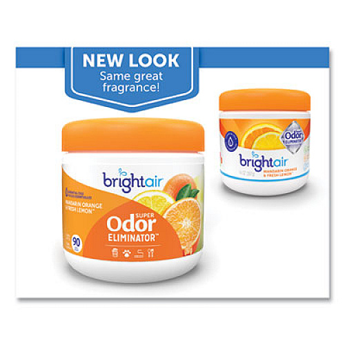 BRIGHT Air Super Odor Eliminator, Mandarin Orange and Fresh Lemon, 14 oz Jar, 6/Carton (900013CT)