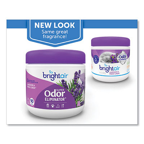 BRIGHT Air Super Odor Eliminator, Lavender and Fresh Linen, Purple, 14 oz Jar (901325)