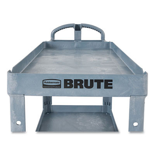 Rubbermaid Commercial BRUTE Heavy-Duty Ergo Handle Utility Cart, Plastic, 2 Shelves, 750 lb Capacity, 26" x 55" x 33.25", Gray (2192463)