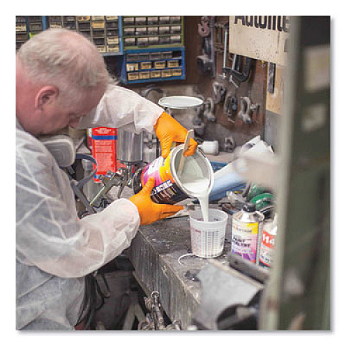 GloveWorks by AMMEX Heavy-Duty Industrial Nitrile Gloves, Powder-Free, Medium, 8 mil Thick, 9.5" Long, Orange, 100/Box, 10 Boxes/Carton (GWON44100CT)