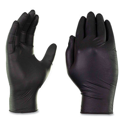 GloveWorks by AMMEX Industrial Nitrile Gloves, Powder-Free, Small, 5 mil (Palm), 6 mil (Fingers), 9.5" Long, Black, 100/Box, 10 Boxes/Carton (GPNB42100CT)