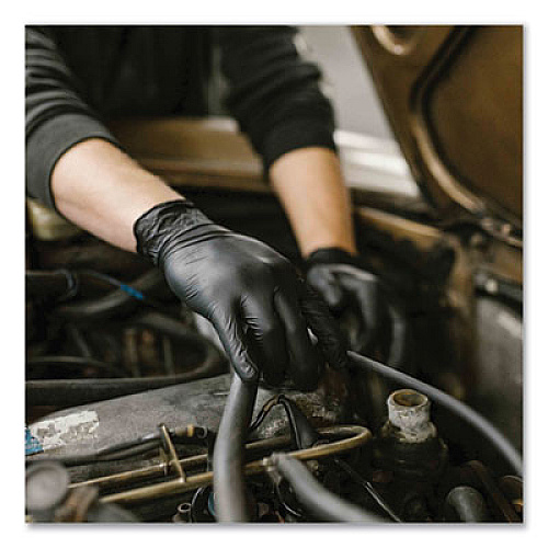GloveWorks by AMMEX Industrial Nitrile Gloves, Powder-Free, XX-Large, 5 mil Thick, 9.5" Long, Black, 100/Box, 10 Boxes/Carton (GPNB49100)
