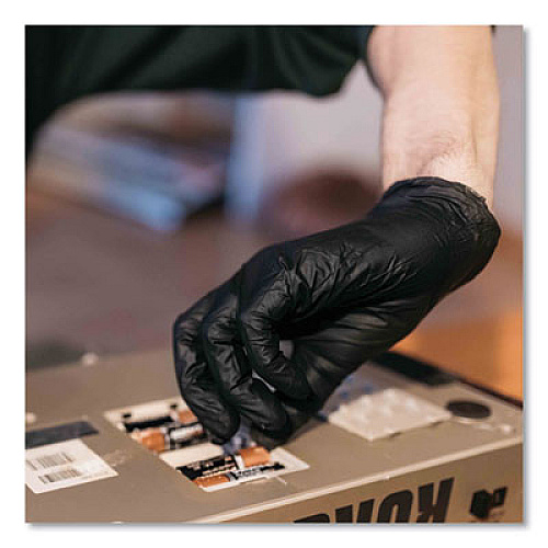 GloveWorks by AMMEX Industrial Nitrile Gloves, Powder-Free, XX-Large, 5 mil Thick, 9.5" Long, Black, 100/Box, 10 Boxes/Carton (GPNB49100)