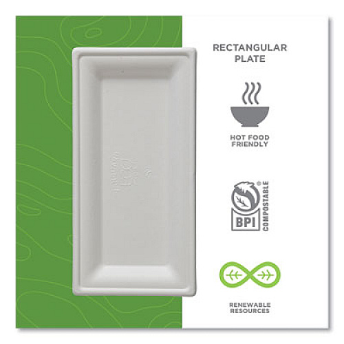 Eco-Products Vanguard Renewable and Compostable Sugarcane Plates, 5 x 10, White, 500/Carton (EPP024NFA)