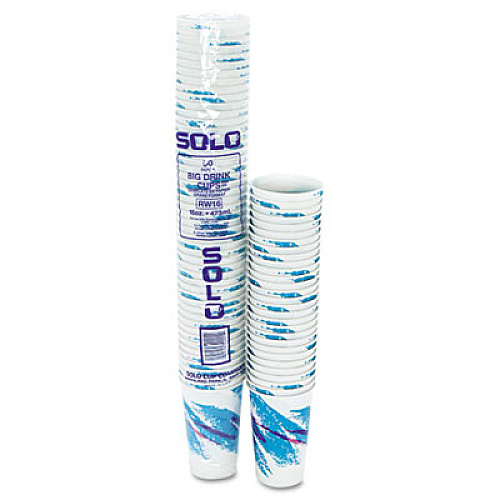 Dart Jazz Waxed Paper Cold Cups, 16oz, Tide Design, 1000/carton (RW16J)