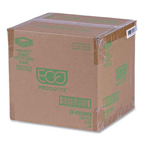 Eco-Products Vanguard Renewable and Compostable Sugarcane Plates, 10 x 10, White, 250/Carton (EPP023NFA)