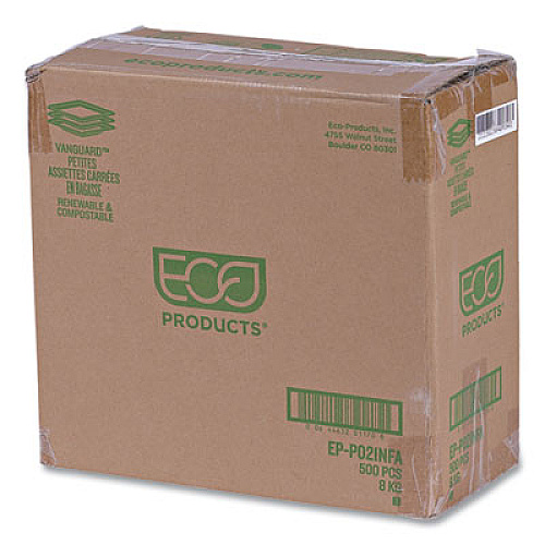 Eco-Products Vanguard Renewable and Compostable Sugarcane Plates, 6 x 6, White, 500/Carton (EPP021NFA)