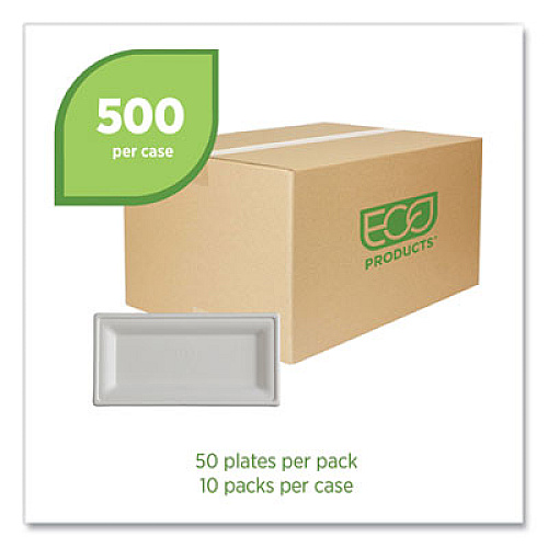 Eco-Products Vanguard Renewable and Compostable Sugarcane Plates, 5 x 10, White, 500/Carton (EPP024NFA)