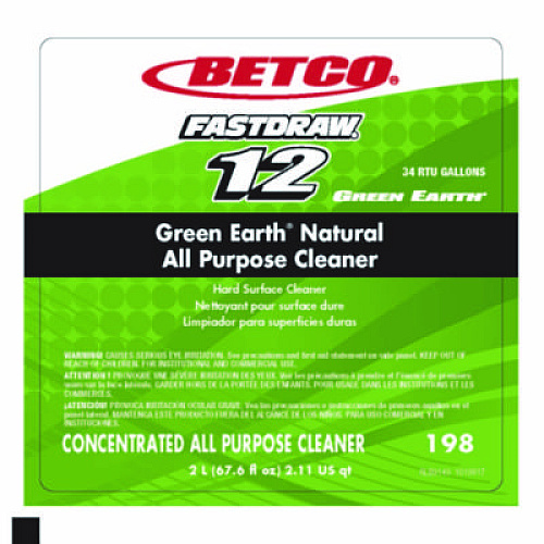 Betco Green Earth FastDraw Natural All Purpose Cleaner, Clean Scent, 2 L Bottle, 4/Carton (1984700CT)