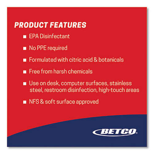 Betco Fight Bac RTU Disinfectant, Fresh Scent, 5 gal Pail (3900500)