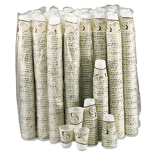 Dart Trophy Plus Dual Temperature Insulated Cups in Symphony Design, 10 oz, Beige, 60/Pack, 25 Packs/Carton (X10NJ8002)
