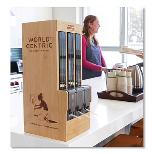 World Centric Cutlery Dispenser Refills, Fork, Plastic, Light Beige, 100/Bag, 10 Bags/Carton (FOPS6DP)