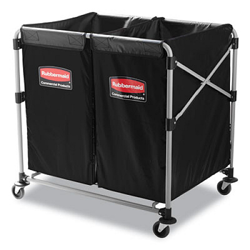 4 Bushel Collapsible X-Cart Bag for Rubbermaid Commercial 1881749 and 1881781, 5 cu ft, 22.08" x 15.33" x 27.33", Black, 2/CT (1881782CT)