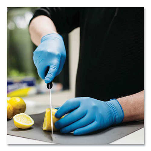 X3 by AMMEX Industrial Nitrile Gloves, Powder-Free, Small, 3 mil Thick, 9.5" Long, Blue, 100/Box, 10 Boxes/Carton (X342100)