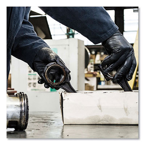 X3 by AMMEX Industrial Nitrile Gloves, Powder-Free, X-Large, 3 mil Thick, 9.5" Long, Black, 100/Box, 10 Boxes/Carton (BX348100)