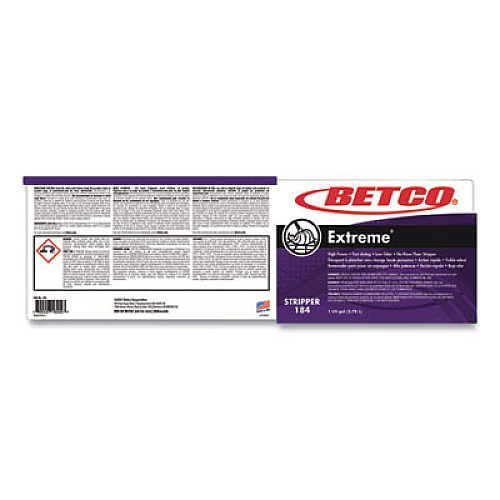 Betco Extreme Floor Stripper, Lemon Scent; 1 gal Bottle, 4/Carton (1840400)