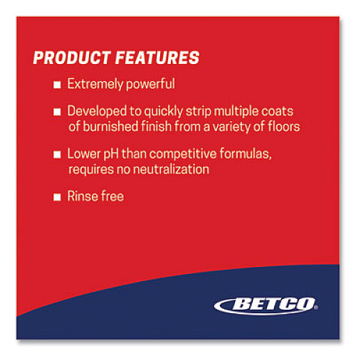 Betco Extreme Floor Stripper, Lemon Scent; 1 gal Bottle, 4/Carton (1840400)