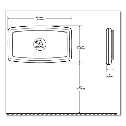 Koala Kare Baby Changing Station, Wall Horizontal Mount, 36.5 x 21.25, Gray (KB30001)