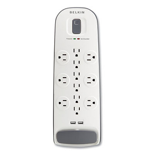 Belkin Home/Office Surge Protector, 12 AC Outlets, 6 ft Cord, 3,996 J, White/Black (BV11205006)