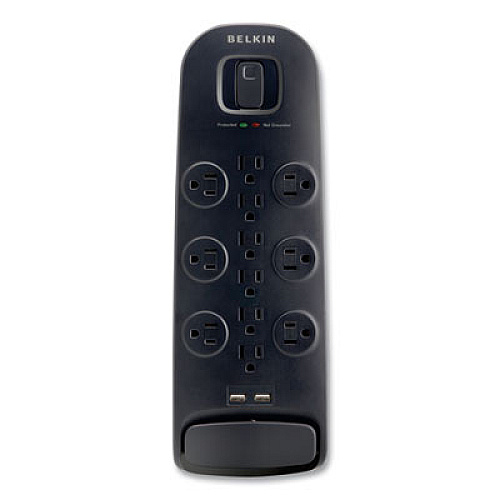Belkin Home/Office Surge Protector, 12 AC Outlets, 6 ft Cord, 3,996 J, White/Black (BV11205006)