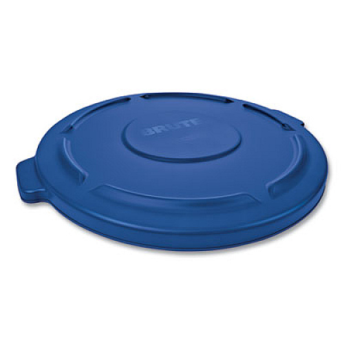 Rubbermaid Commercial BRUTE Self-Draining Flat Top Lids, for 44-gal Round Brute Container, 24.5 dia, Blue, 4/Carton (1779636CT1)