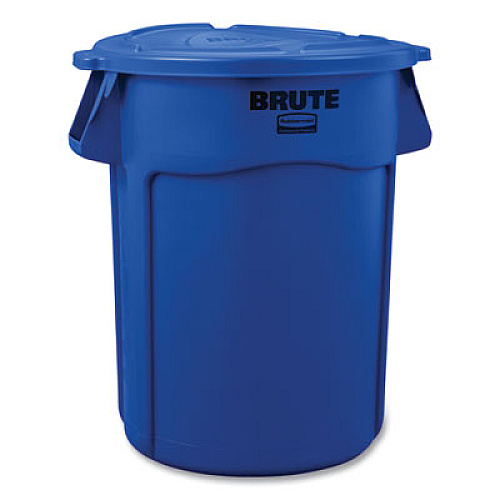 Rubbermaid Commercial BRUTE Self-Draining Flat Top Lids, for 44-gal Round Brute Container, 24.5 dia, Blue, 4/Carton (1779636CT1)