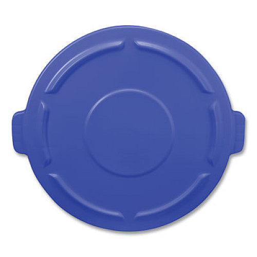 Rubbermaid Commercial BRUTE Self-Draining Flat Top Lids, for 44-gal Round Brute Container, 24.5 dia, Blue, 4/Carton (1779636CT1)