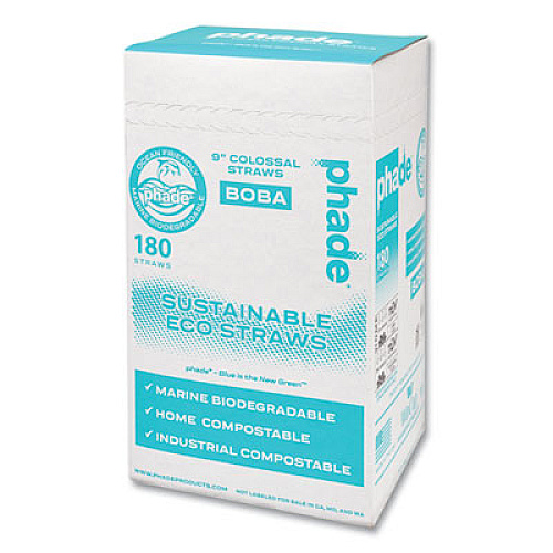 phade Marine Biodegradable Straws, Boba Straws, 9", Ocean Blue, 720/Carton (511208)