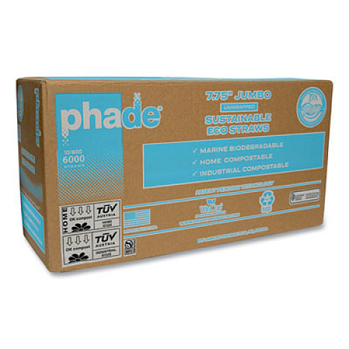 phade Marine Biodegradable Straws, 7.75", Ocean Blue, 6,000/Carton (511203)