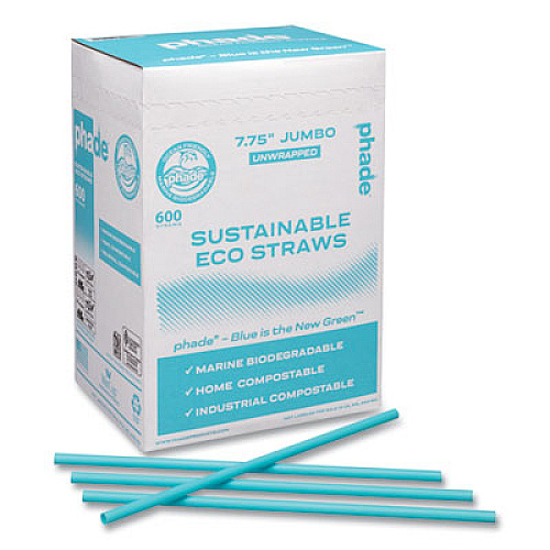 phade Marine Biodegradable Straws, 7.75", Ocean Blue, 6,000/Carton (511203)