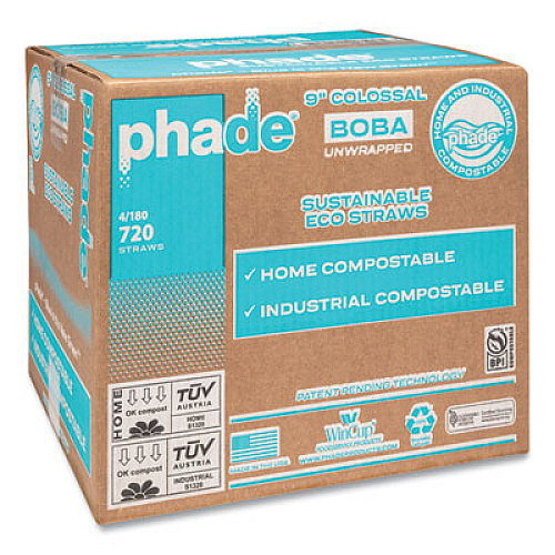 phade Marine Biodegradable Straws, Boba Straw, 9", Ocean Blue, 720/Carton (511207)