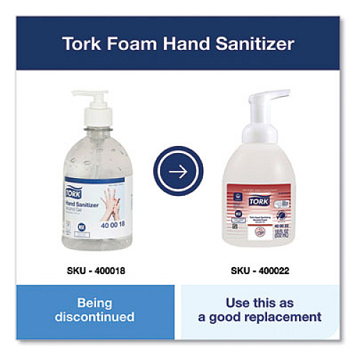 Tork Alcohol Foam Hand Sanitizer, 18 oz Pump Bottle, Unscented, 6/Carton (400022)