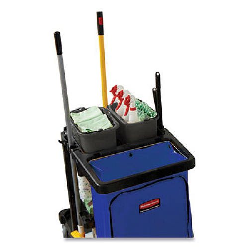Rubbermaid Commercial Heavy-Duty Cleaning Cart Caddy, 10 qt, Black, 6/Carton (FG9T8200BLA)