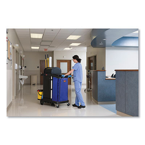 Vinyl Cleaning Cart Bag for Rubbermaid Commercial High-Capacity Cleaning Carts, 34 gal, 10.5" x 17.5" x 33", Blue (1966883)