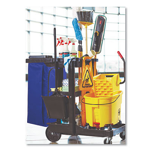 Vinyl Cleaning Cart Bag for Rubbermaid Commercial High-Capacity Cleaning Carts, 34 gal, 10.5" x 17.5" x 33", Blue (1966883)