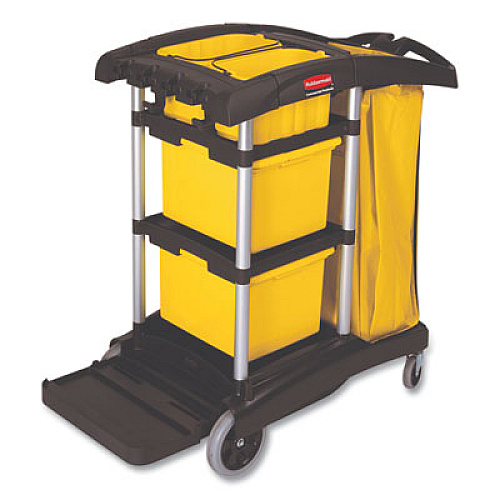 Rubbermaid Commercial Heavy-Duty Cleaning Cart Caddy, 10-qt, Yellow, 6/Carton (FG9T8200YEL)