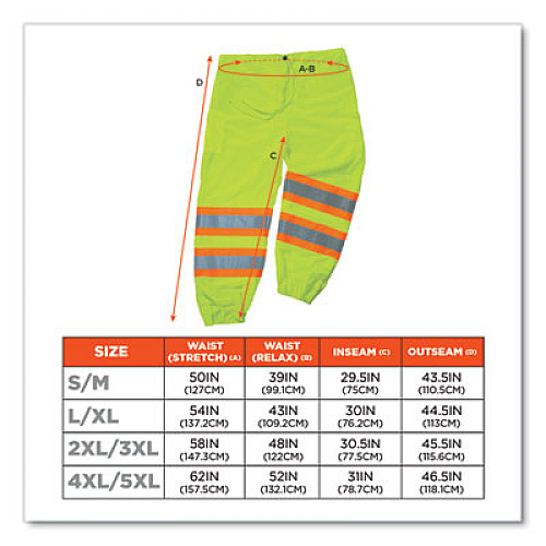 ergodyne GloWear 8911 Class E Two-Tone Pants, Large/X-Large, Lime (22965)