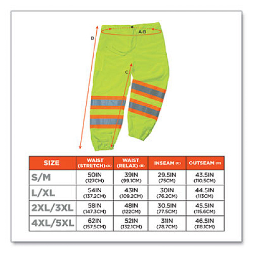 ergodyne GloWear 8911 Class E Two-Tone Pants, 4X-Large/5X-Large, Lime (22969)