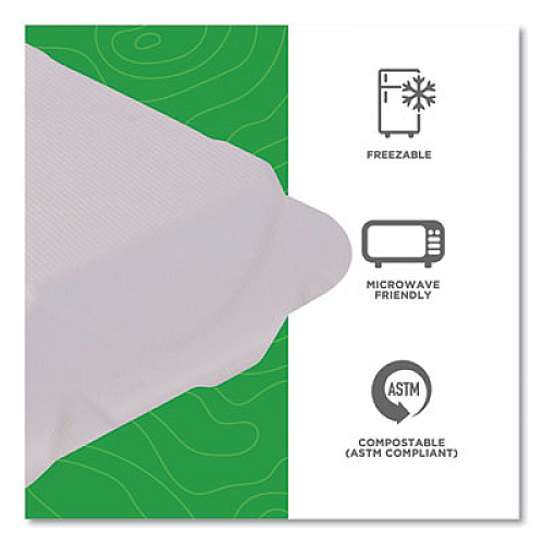 Eco-Products Vanguard Renewable and Compostable Sugarcane Clamshells, 3 Compartments, 8 x 8 x 3, White, 200/Carton (EPHC83NFA)