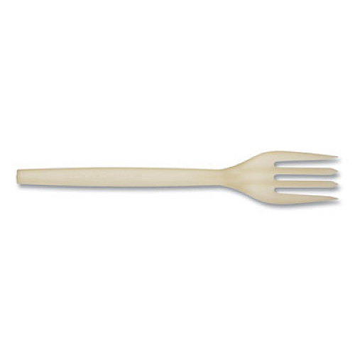 Eco-Products EcoSense Renewable Plant Starch Cutlery, Fork, Plastic, Cream, 50/Pack (EPS002PK)