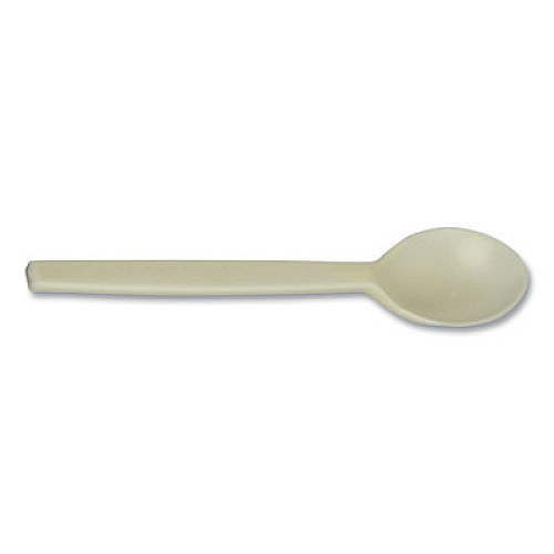 Eco-Products EcoSense Renewable Plant Starch Cutlery, Spoon, Plastic, Cream, 50/Pack (EPS003PK)