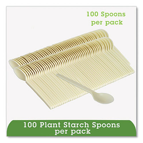 Eco-Products EcoSense Renewable Plant Starch Cutlery, Spoon, Plastic, Cream, 50/Pack (EPS003PK)