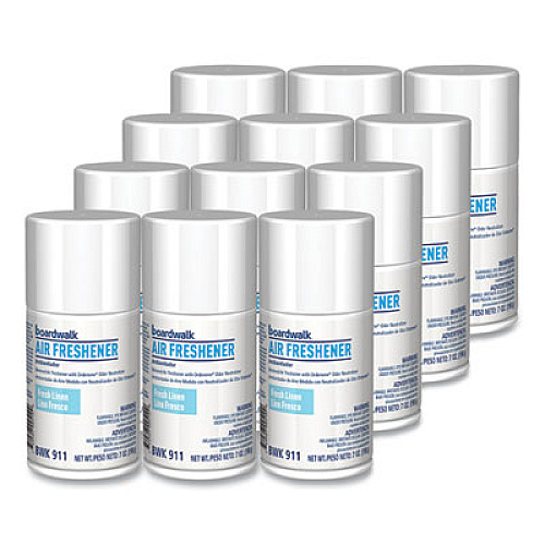 Boardwalk Metered Air Freshener Refill, Fresh Linen Scent, 7 oz Aerosol Spray, 12/Carton (911)