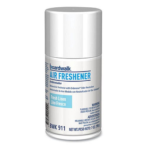 Boardwalk Metered Air Freshener Refill, Fresh Linen Scent, 7 oz Aerosol Spray, 12/Carton (911)