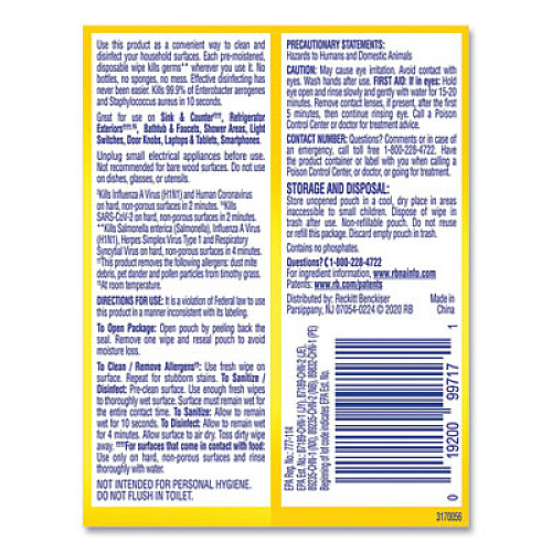 LYSOL Brand Disinfecting Wipes Flatpacks, 1-Ply, 6.69 x 7.87, Lemon and Lime Blossom, White, 15 Wipes/Flat Pack, 24 Flat Packs/Carton (99799CT)
