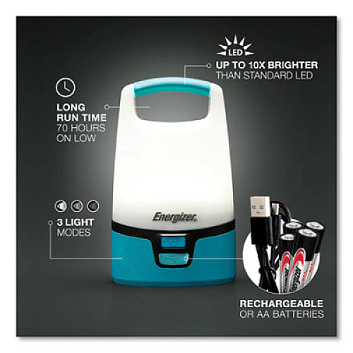 Energizer Vision Hybrid Lantern, Rechargeable Lithium Ion Battery/4 AA Batteries (Sold Separately), Teal/White (ENALUH28)