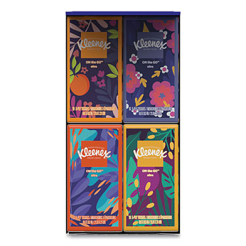 Kleenex On The Go Packs Facial Tissues, 3-Ply, White, 10 Sheets/Pouch, 16 Pouches/Pack,  6 Packs/Carton (54635)