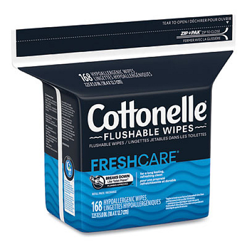 Cottonelle Fresh Care Flushable Cleansing Cloths, 1-Ply, 5 x 7.25, White, 168/Pack (10358EA)